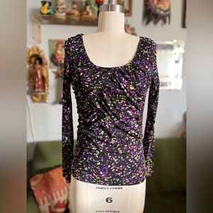 Y2K Kenneth Cole purple green 100% nylon top